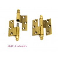 CERNIERA MOBILI ANTICHI BAROCCO CON BATTUTA mm.40x40 mezzo collo OTTONE Dx/Sx