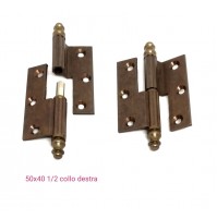 CERNIERA MOBILI ANTICHI BAROCCO CON BATTUTA mm.50x40 mezzo collo BRONZO Dx/Sx