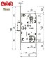 SERRATURA AGB PATENT MEDIANA B011025003 E.mm.50 OTTONATA DOPPIO QUADRO PER WC