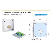 SERRATURA MG 425 55 DX PER PORTA PORTONCINO CANCELLETTO DA APPLICARE CON CILINDR