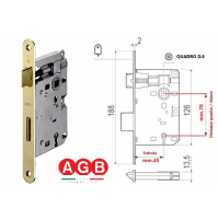 SERRATURA PORTA AGB PATENT PICCOLA B005714503 E. mm.45 OTTONATA CON INCONTRO