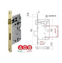 SERRATURA PORTA AGB PATENT PICCOLA B005715003 E. mm.50 OTTONATA CON INCONTRO