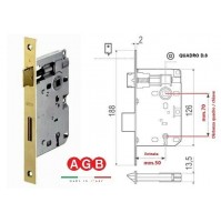 SERRATURA PORTA AGB PATENT PICCOLA B005725003 E. mm.50 OTTONATA CON INCONTRO