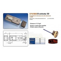 SERRATURA WALLY 270BIS B E.mm.50 CON SCIVOLO SULLA MANDATA COMPLETA DI CILINDRO