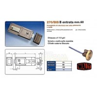 SERRATURA WALLY 270BIS B E.mm.60 CON SCIVOLO SULLA MANDATA COMPLETA DI CILINDRO