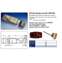 SERRATURA WALLY 281B DESTRA E.mm.60 MANDATA E SCROCCO FERROGLIETTO + CILINDRO